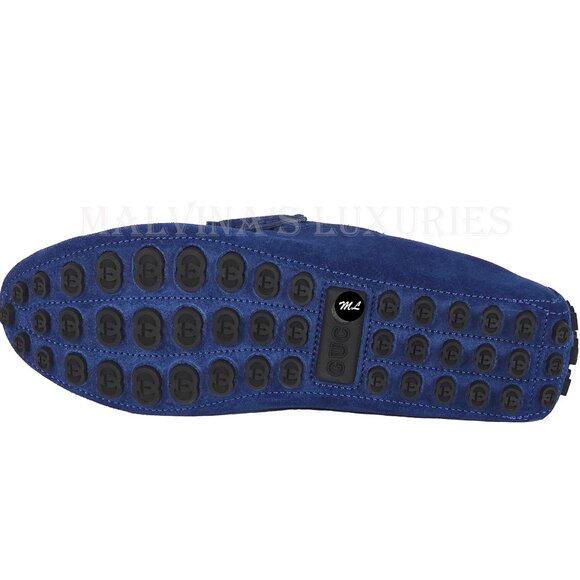 GUCCI SHOES MENS DRIVER BLUE SUEDE w HORSEBIT PEBBLE SOLE sz 8.5 9 US main image 4